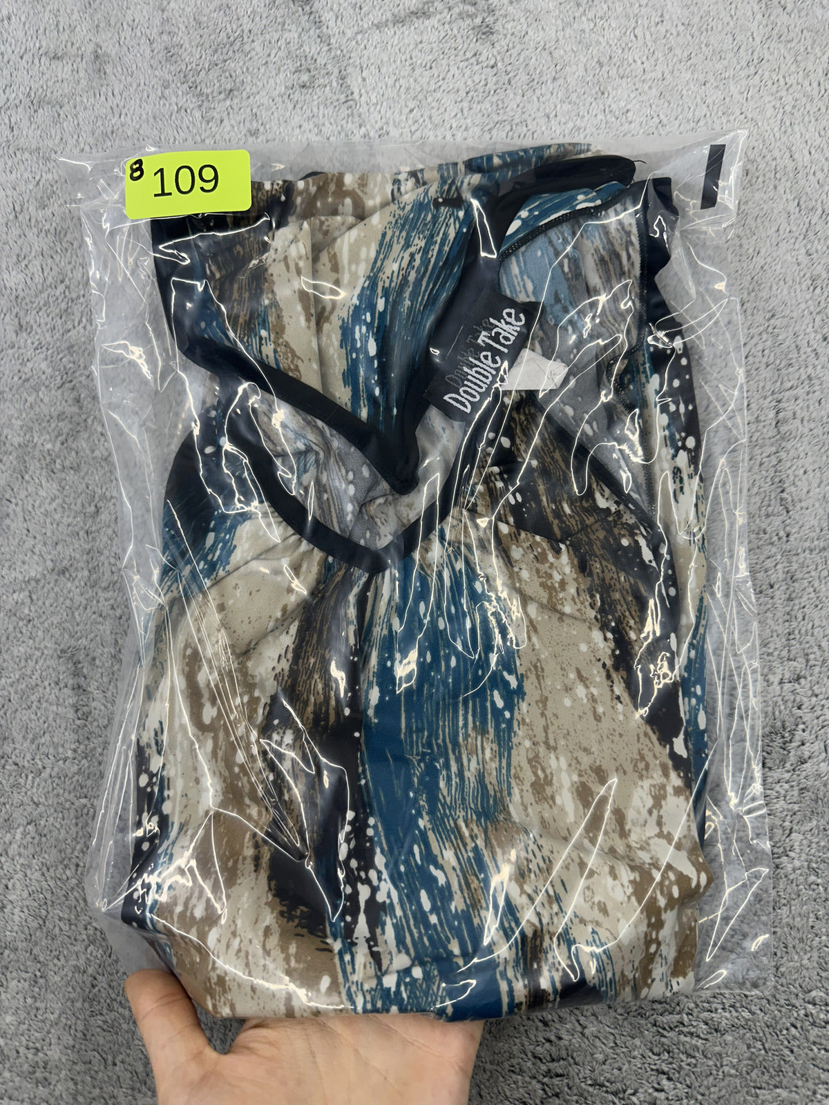 Double Take Abstract Teal & Earth Tone Painterly Print Banded Dolman Top