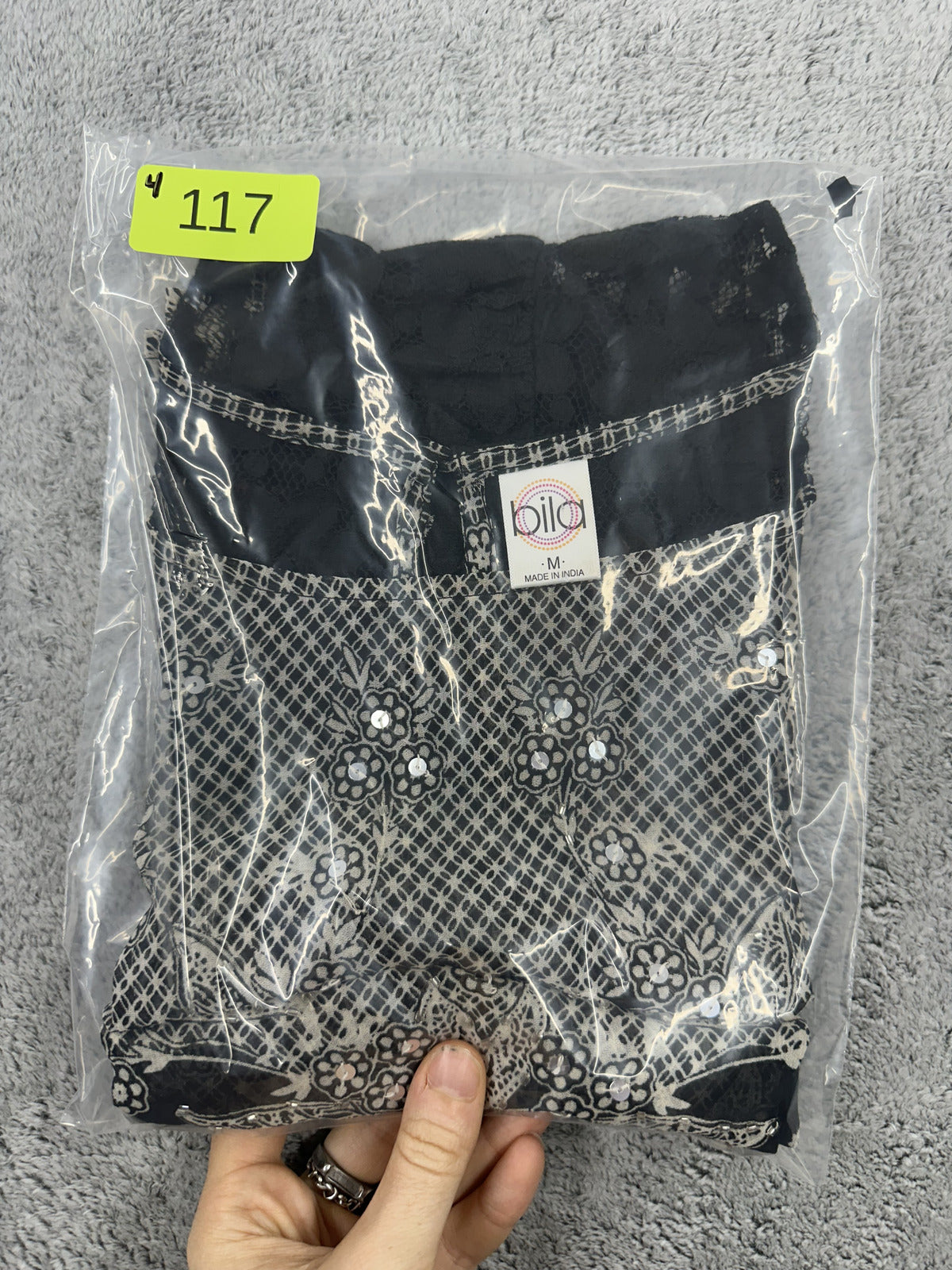 Y2K Fairycore Bila Black and White Lace Print Short Sleeve Blouse
