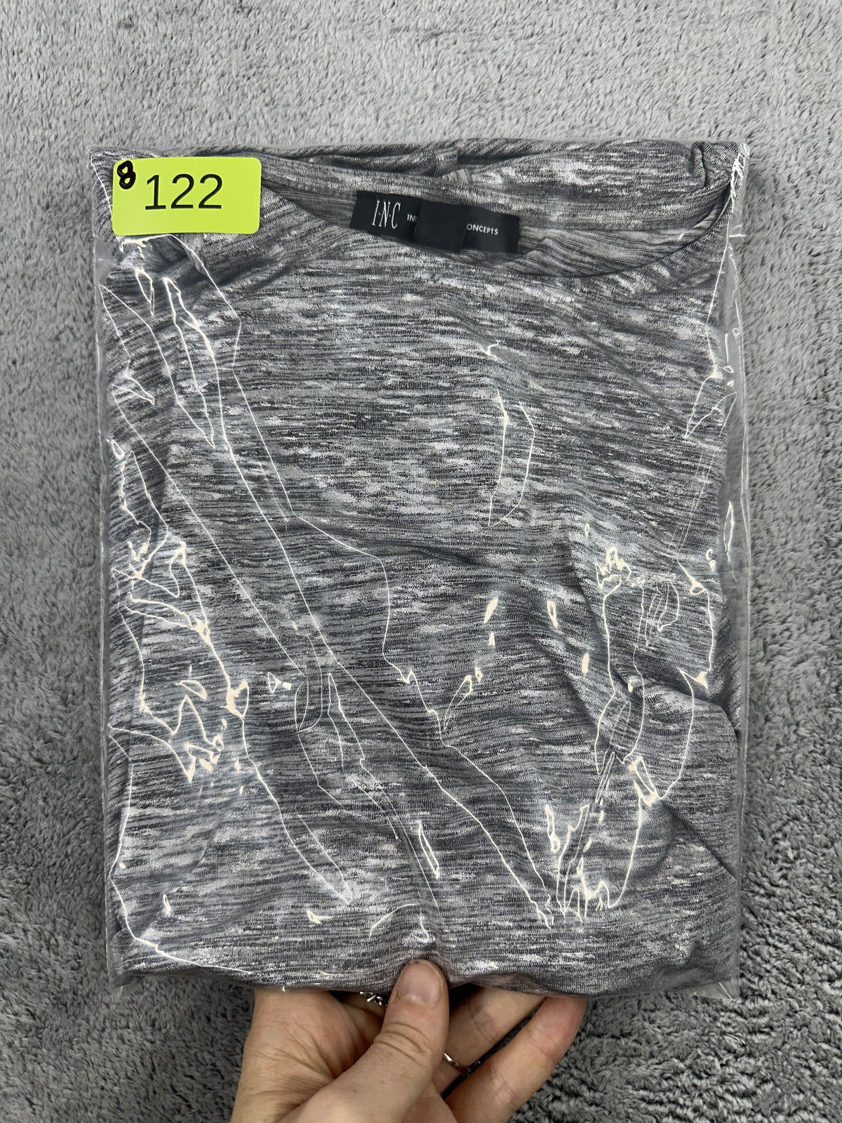 INC International Concepts Gray Side Tie Ruched Tee