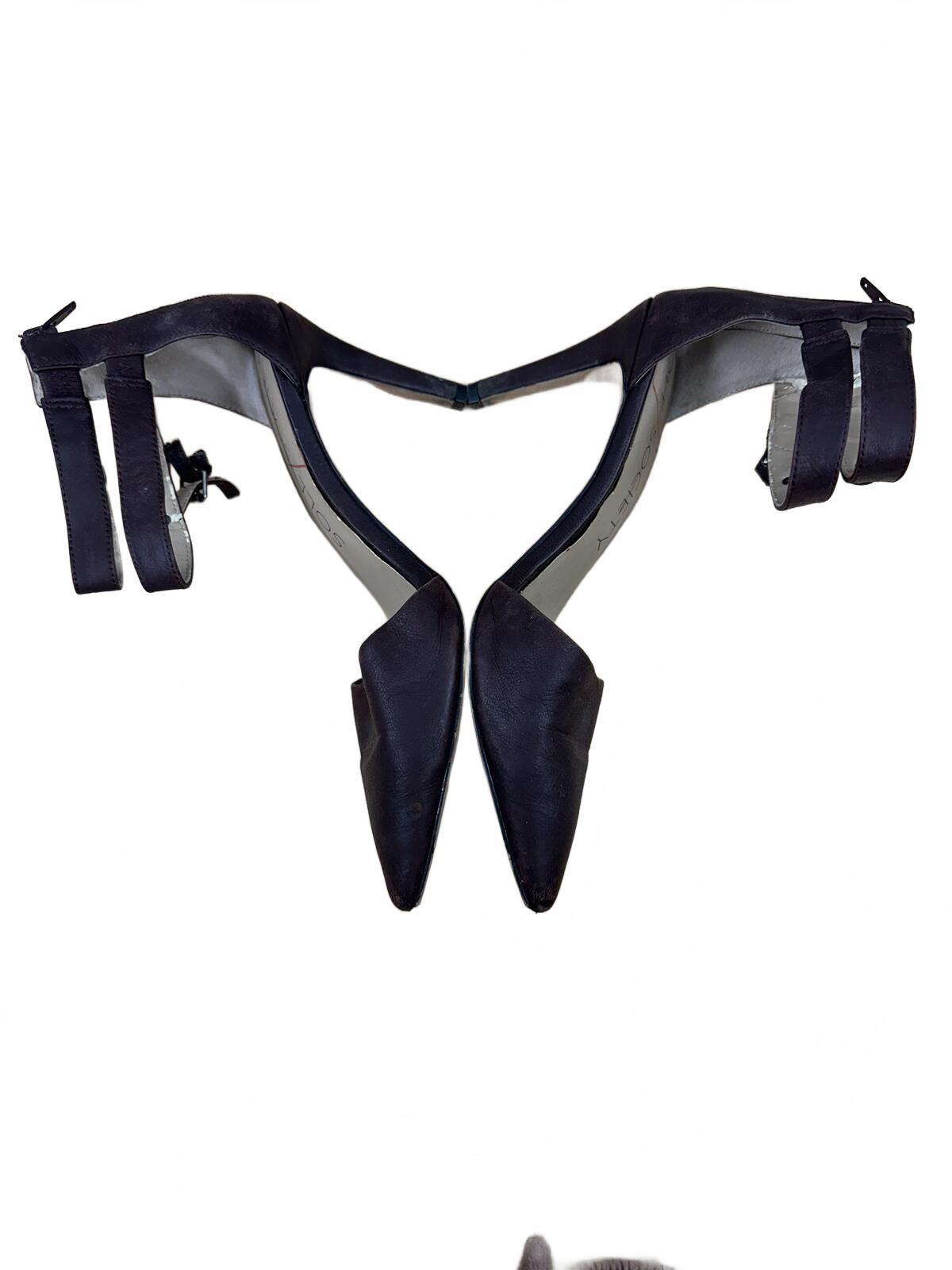 Sole Society Black Pointed Toe Heels with Double Ankle Straps