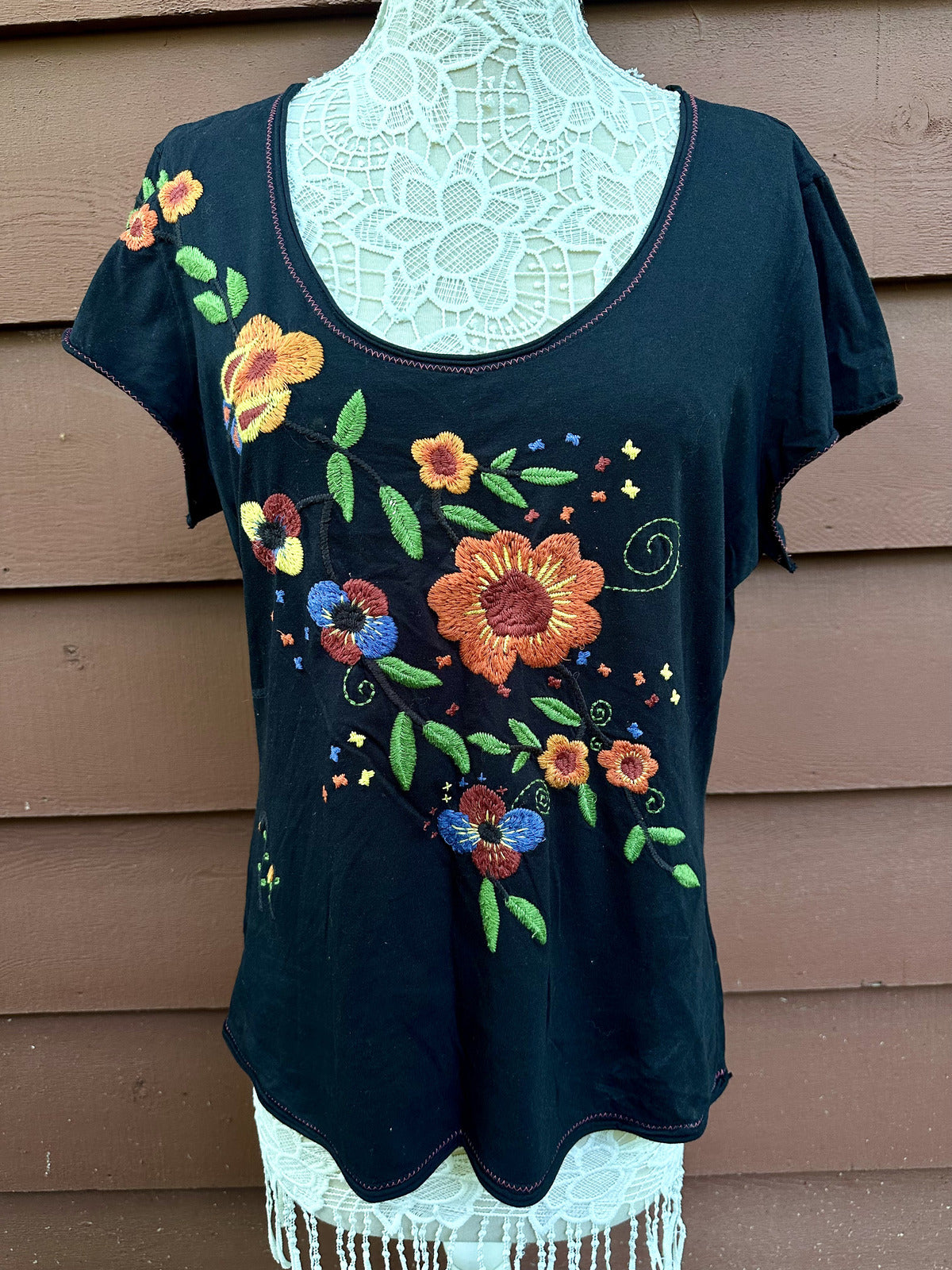 Embroidered Floral T Shirt