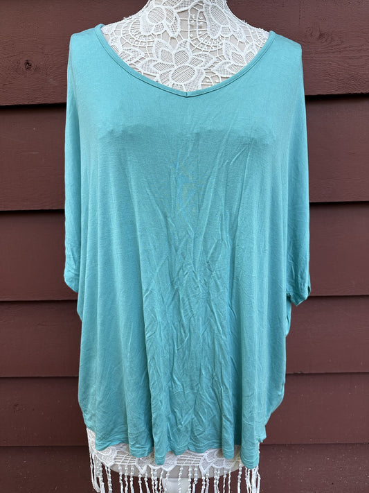 24/7 by Maurice's Turquoise V Neck Tee