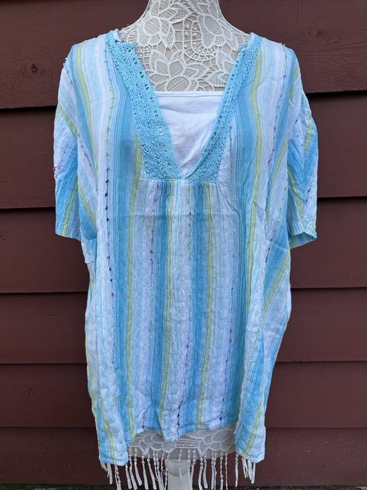 Vintage Y2K Dressbarn Striped Boho Blouse