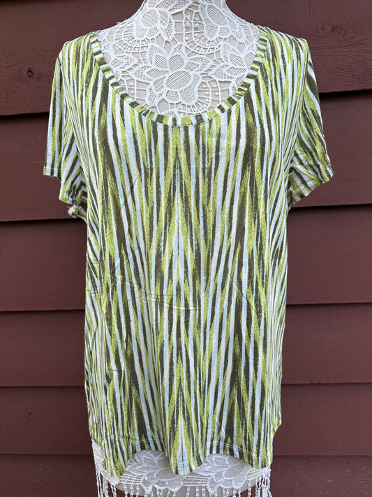 Vintage Liz Claiborne Chartreuse Geometric Knit Top