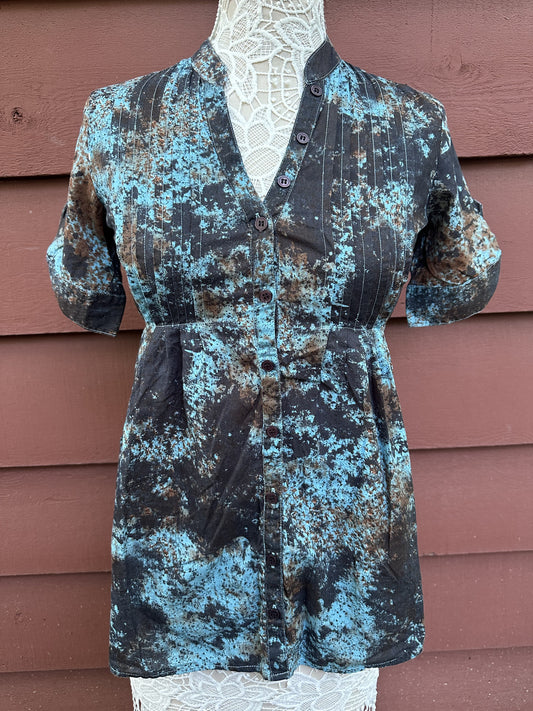 Vintage Daytrip Turquoise & Earth Tone Distressed Tunic