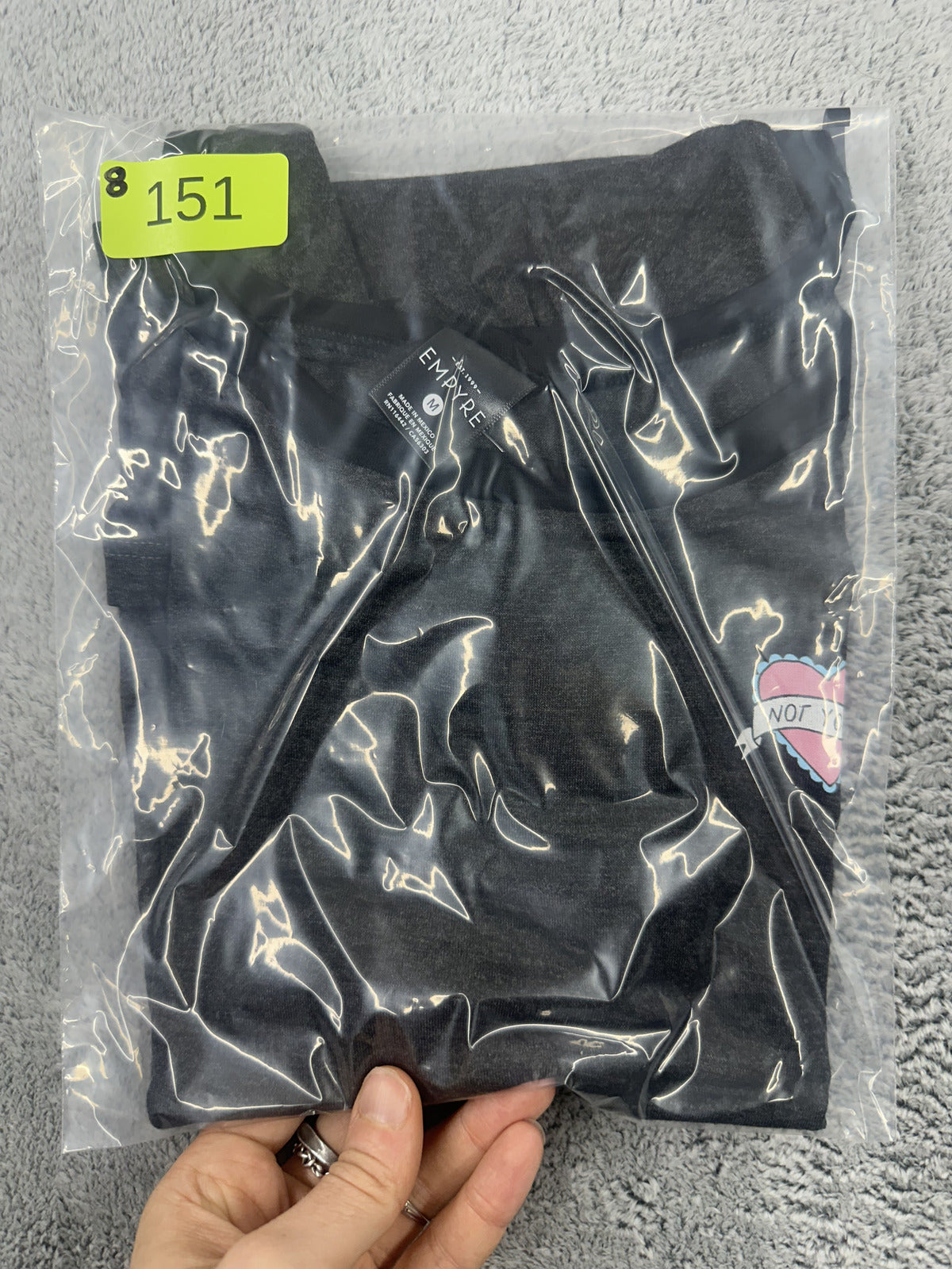 NWT Empyre Grey Graphic Tee with Not Yours Heart Patch
