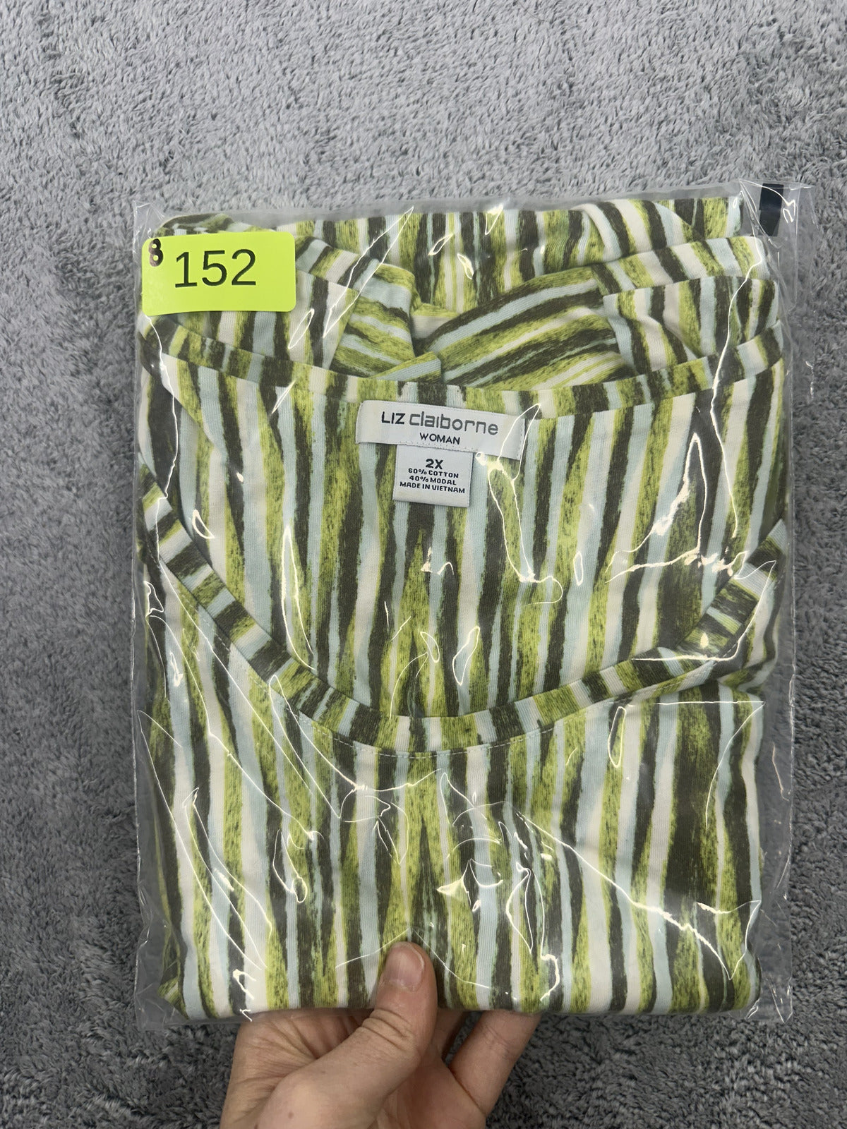 Vintage Liz Claiborne Chartreuse Geometric Knit Top