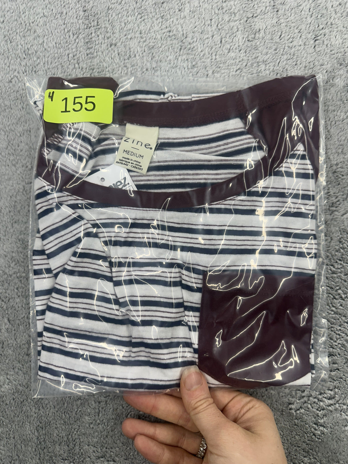 NWT Zine by Zumiez Maroon Striped Pocket Tee