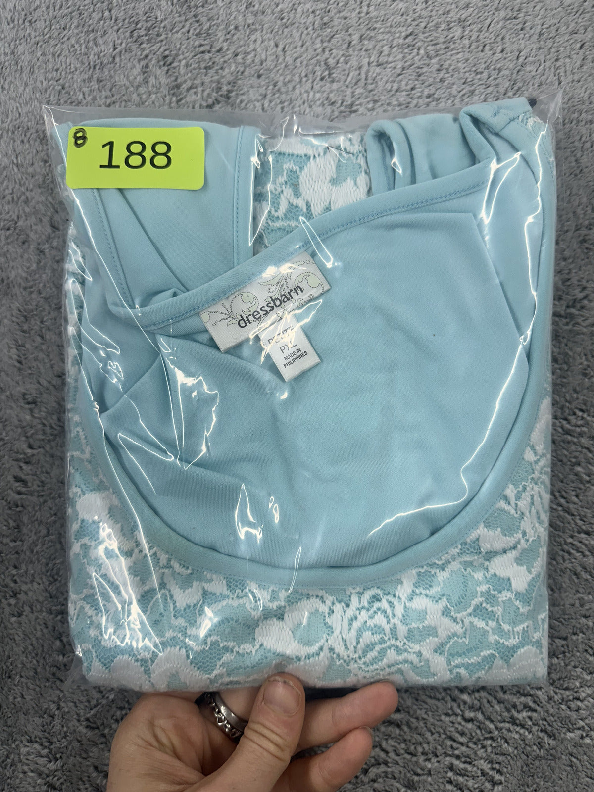 Dressbarn Light Blue Lace Overlay Tank Top