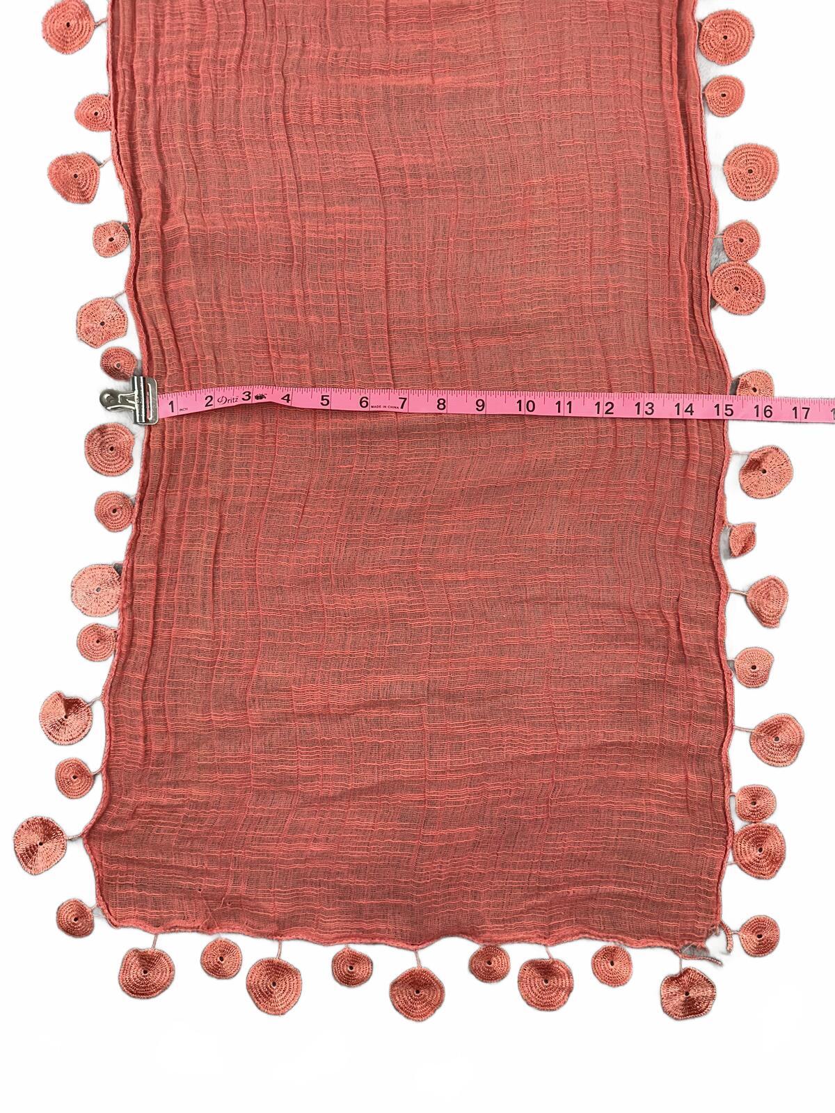 Charming Charlie Bohemian Coral Pink Crochet Trim Scarf