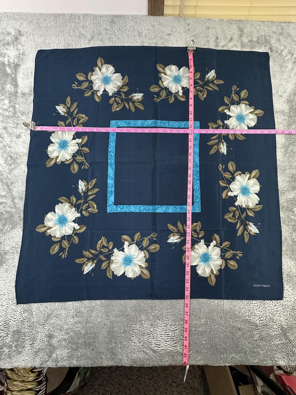 Ellen Tracy Vintage Floral Navy Scarf