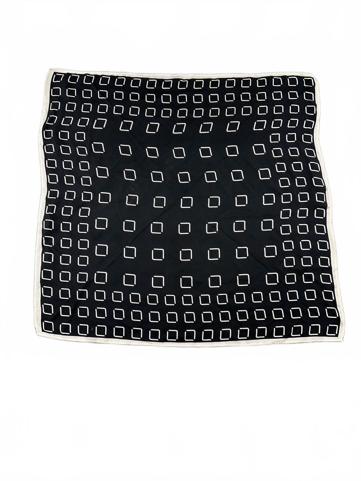 Black and White Geometric Silk Scarf