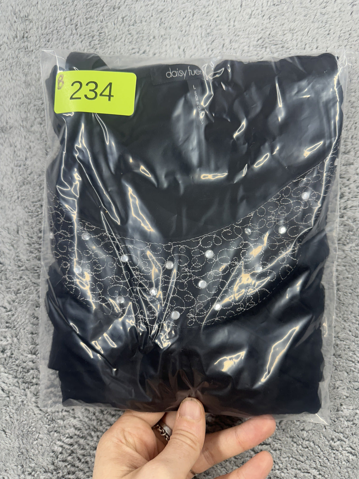 Y2K Daisy Fuentes Goth Glam Embellished Babydoll Top
