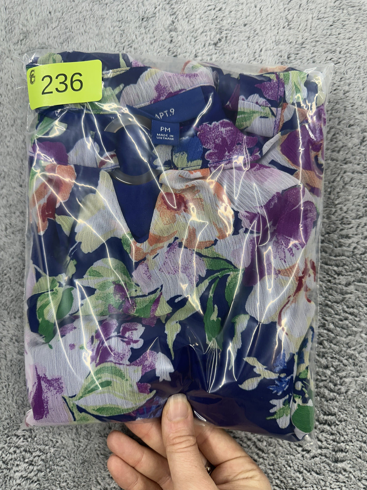 Apt. 9 Floral Sheer Overlay Top with Navy Base