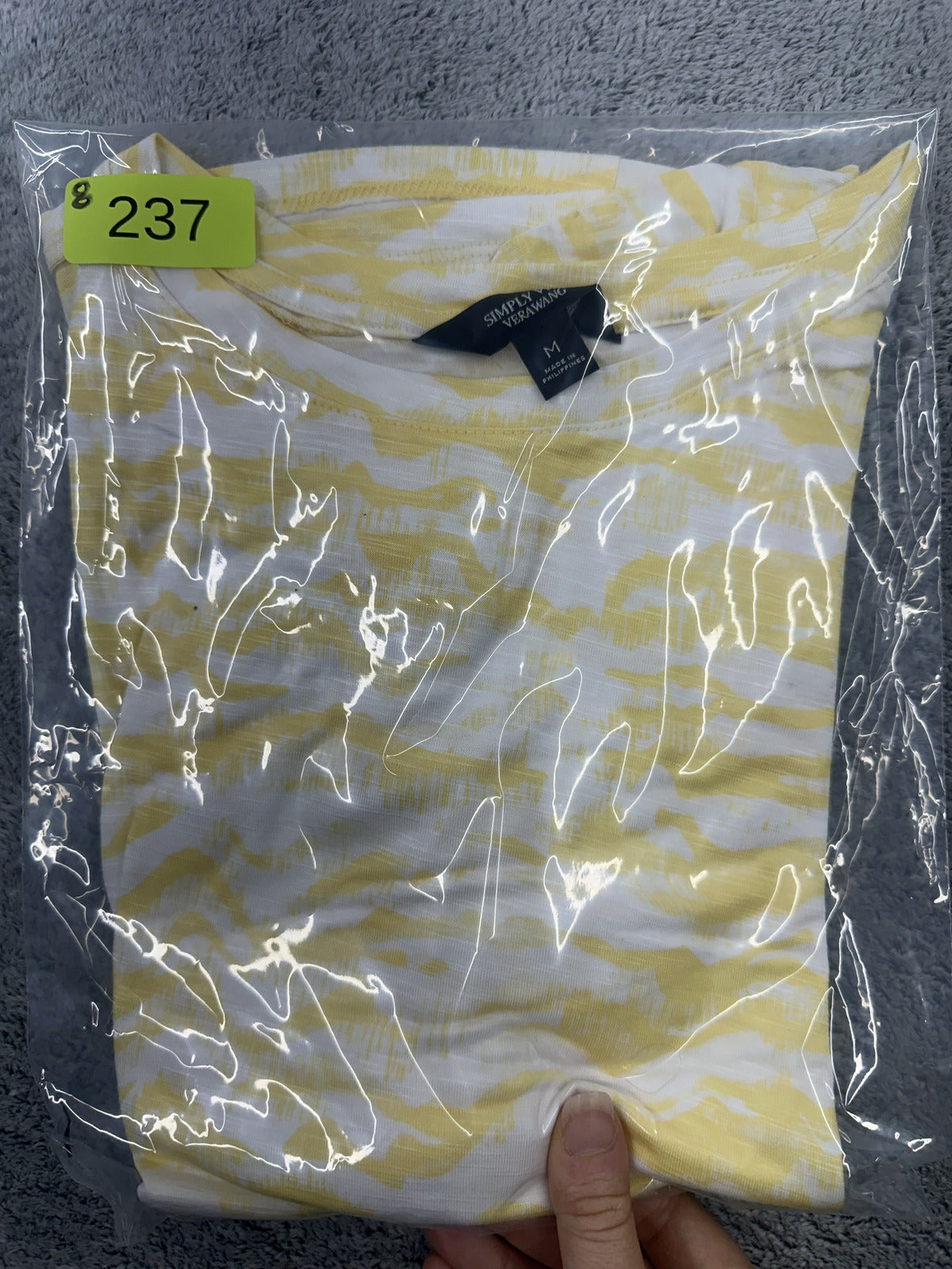 Simply Vera Vera Wang Yellow and White Patterned Short Sleeve Top