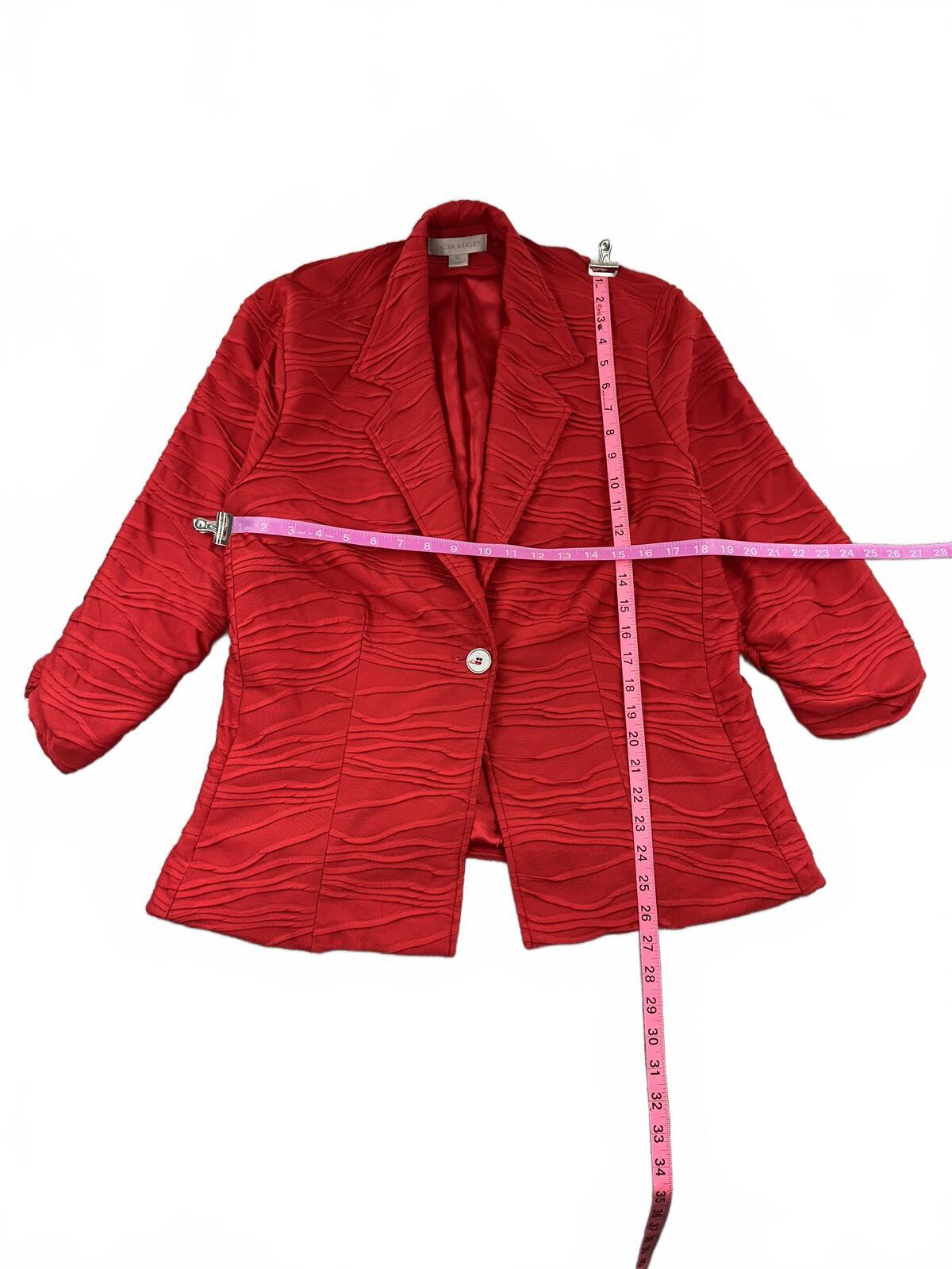 Laura Ashley Red Textured Wave Pattern Blazer Jacket Vintage Inspired