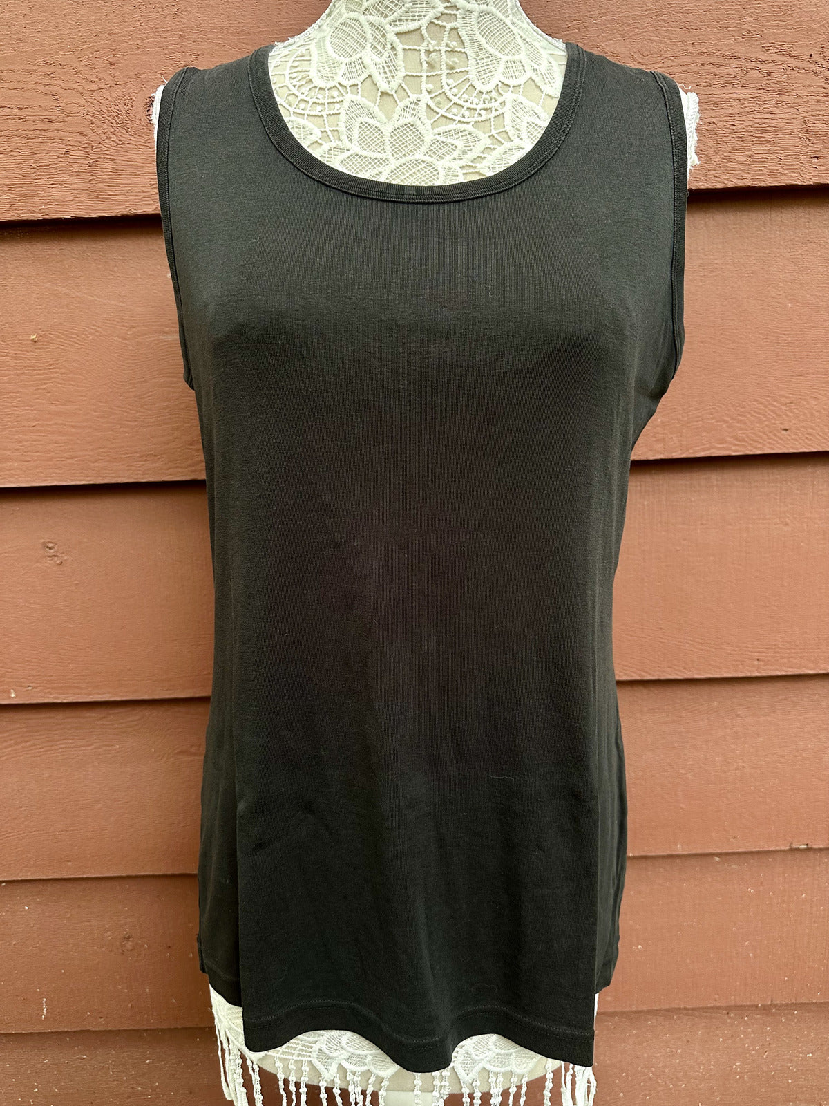 Duluth Trading Co Black Cotton Tank Top Casual Minimalist Y2K