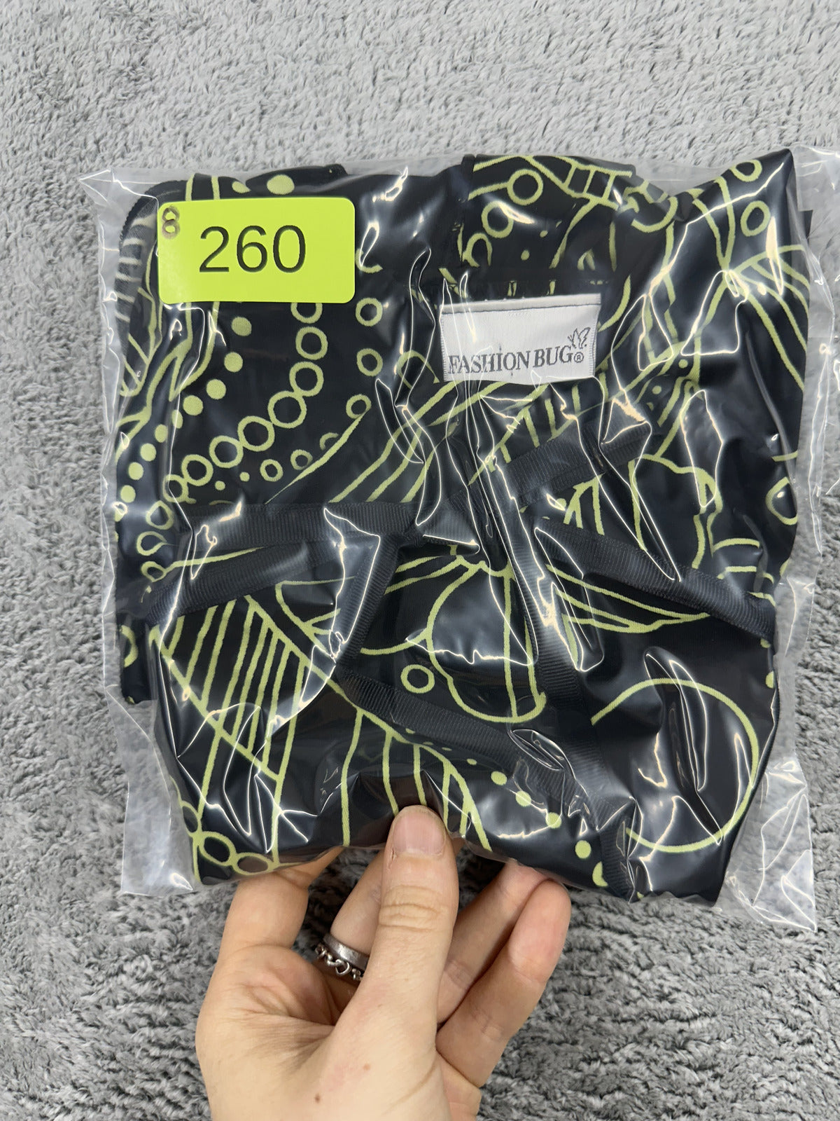 Fashion Bug Y2K Corset Style Tank Top Black Neon Green Floral Whimsigoth Fairy
