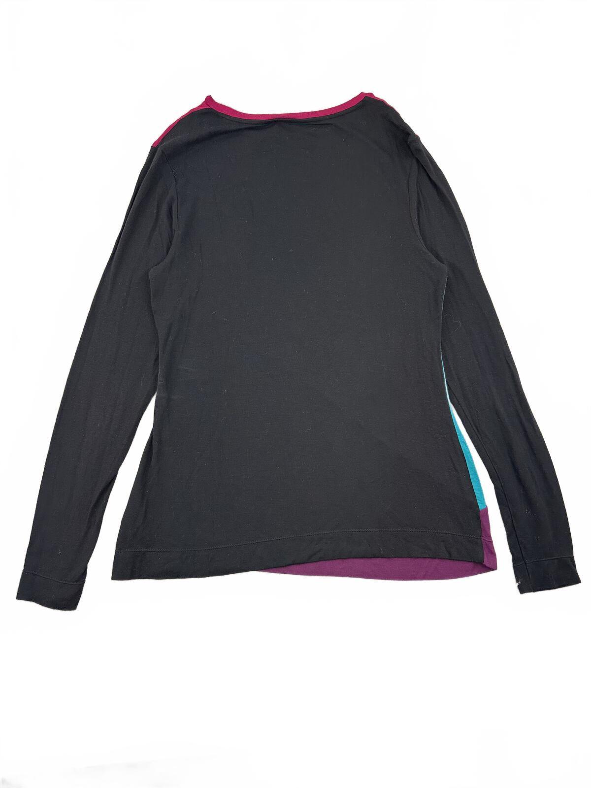 Narciso Rodriguez Colorblock Long Sleeve Top in Magenta Pink Teal and Plum Y2K