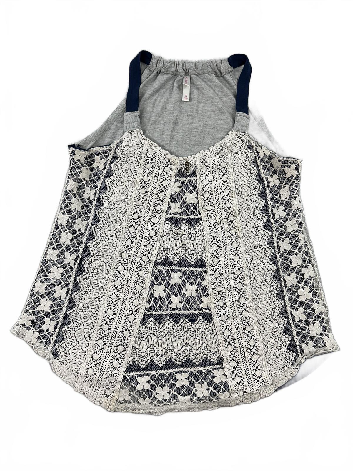 Xhilaration Lace Overlay Tank Top with Navy Straps