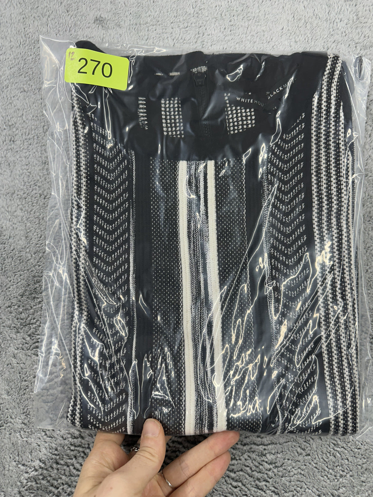 White House Black Market Black and White Striped Knit Tank Top