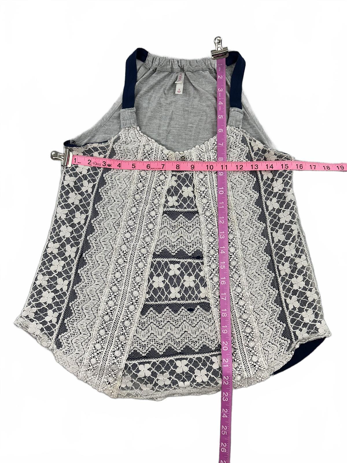 Xhilaration Lace Overlay Tank Top with Navy Straps