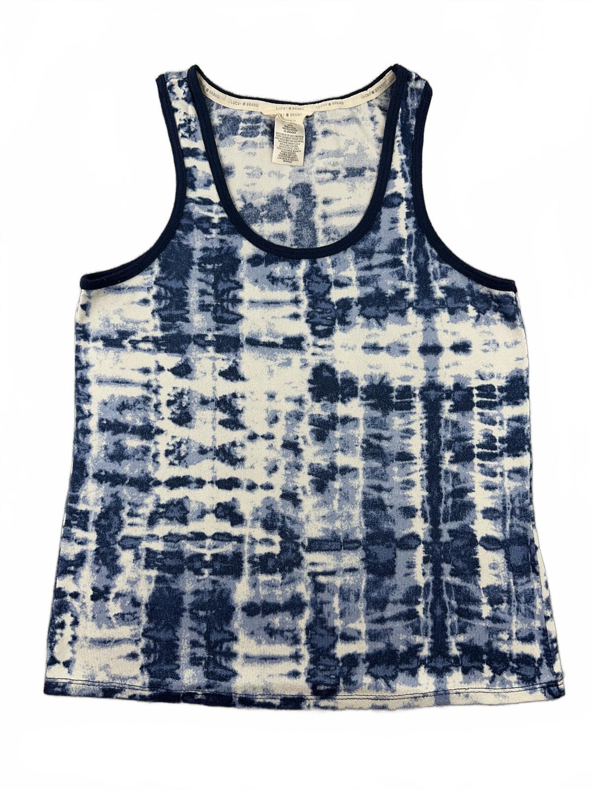 Lucky Brand Tie Dye Tank Top Blue White
