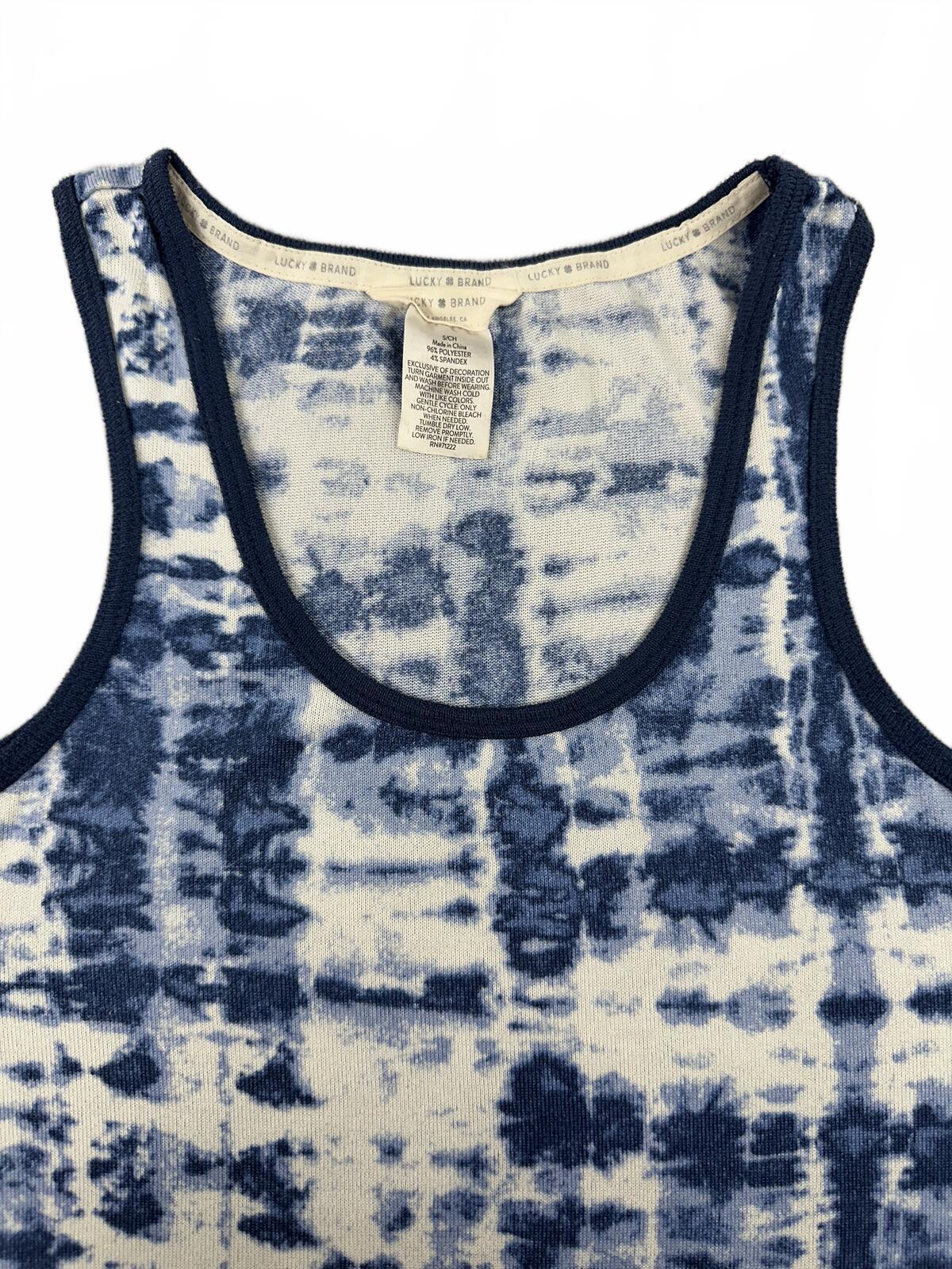 Lucky Brand Tie Dye Tank Top Blue White