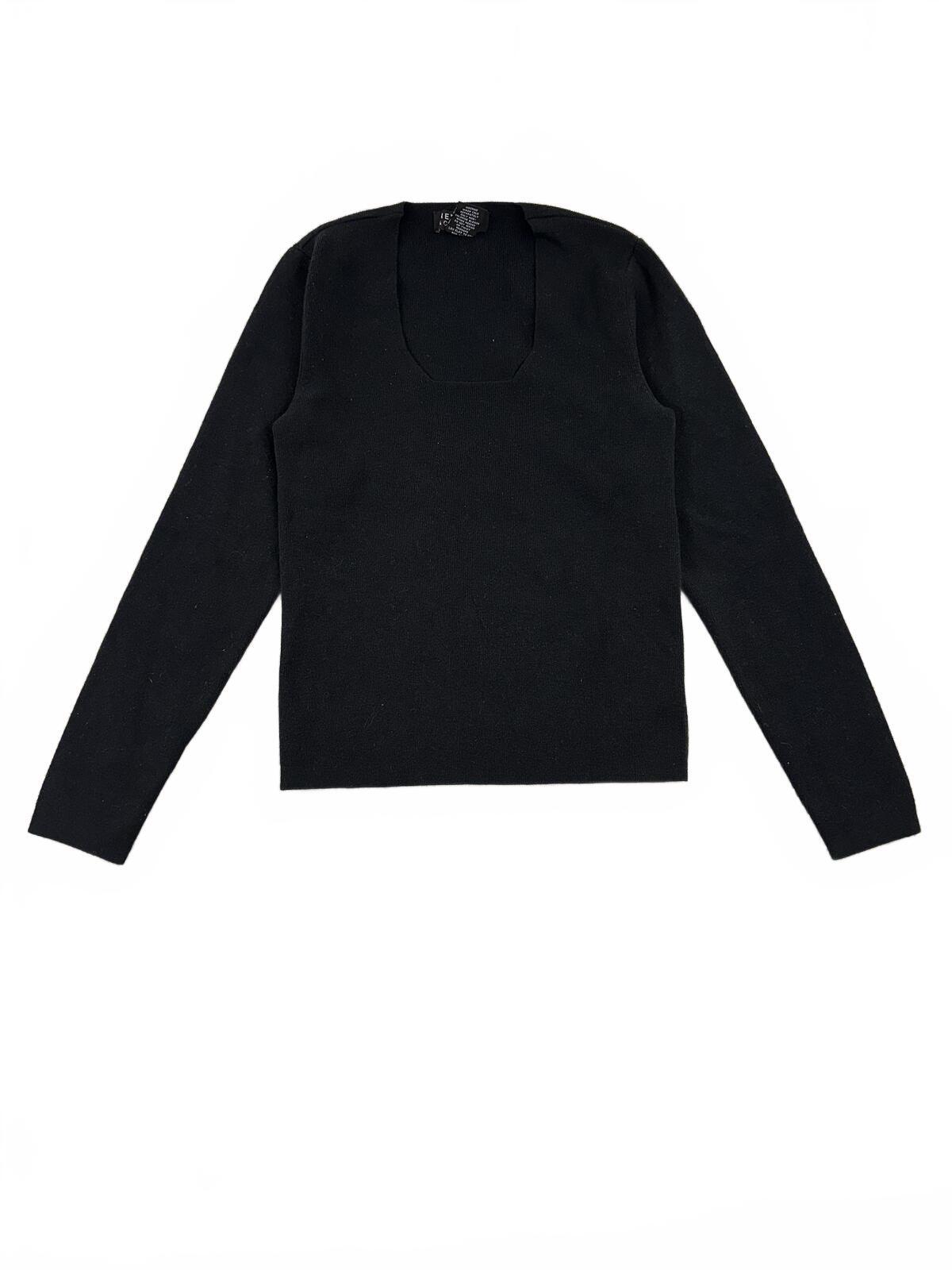 New York & Company Black Long Sleeve Square Neck Sweater