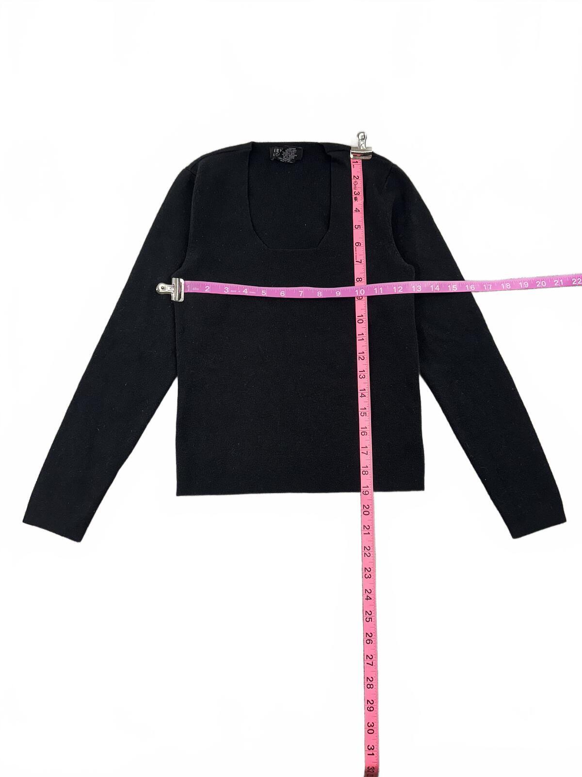 New York & Company Black Long Sleeve Square Neck Sweater