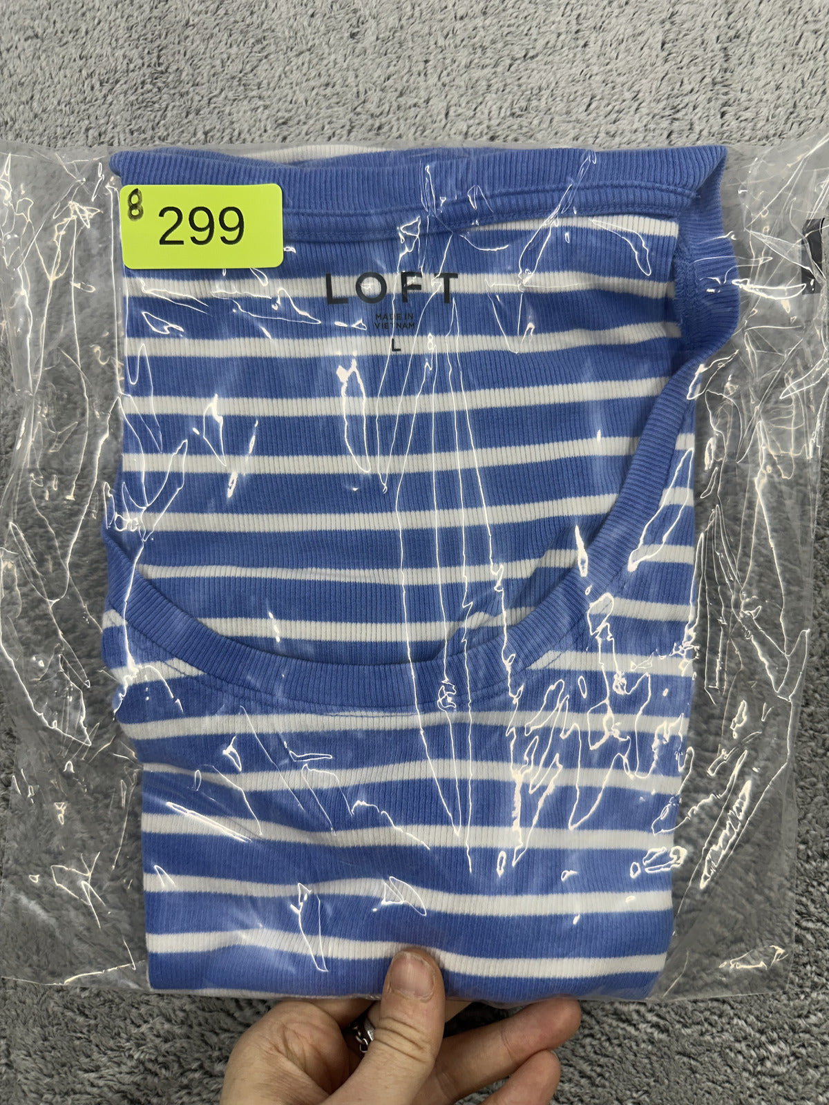 LOFT Blue and White Striped Tank Top 90s Minimalist Coastal Grandma