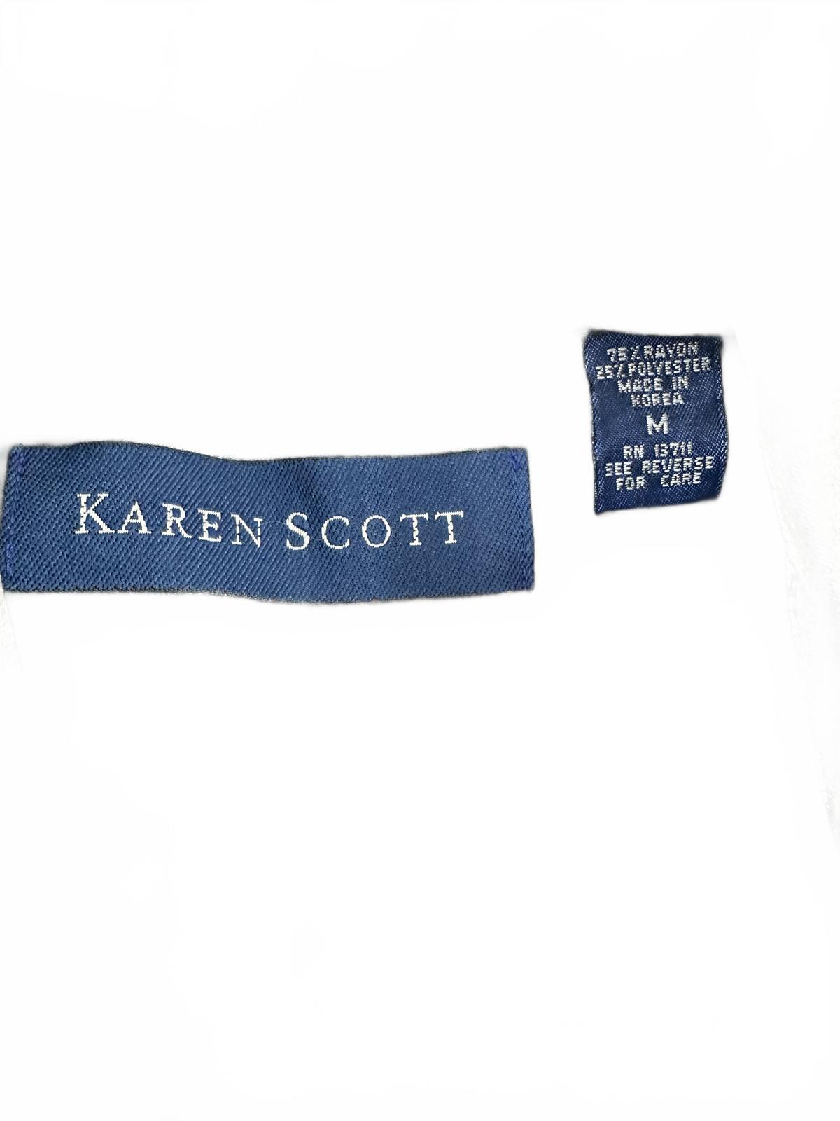 Karen Scott Vintage Metallic Silver Button Up Blouse Y2K Office Formal