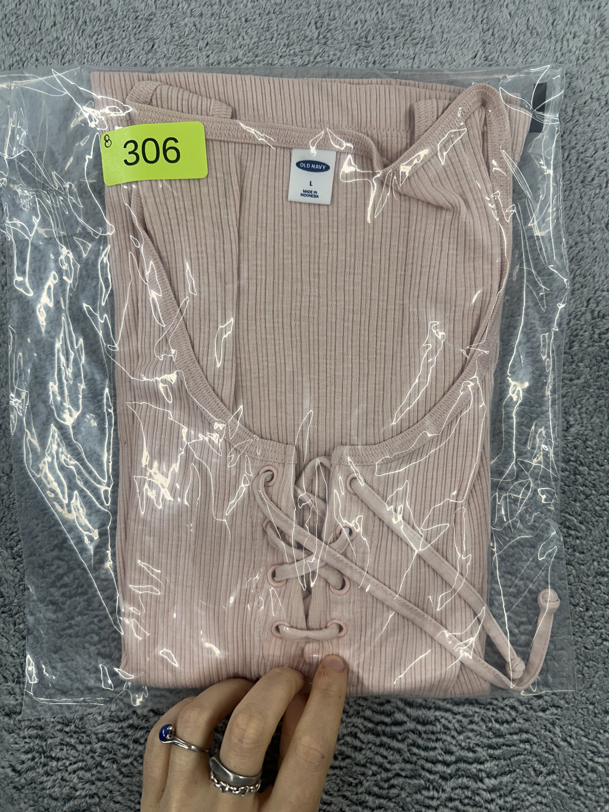 Old Navy Pink Ribbed Lace Up Tank Top Soft Girl Coquette Ballet Y2K