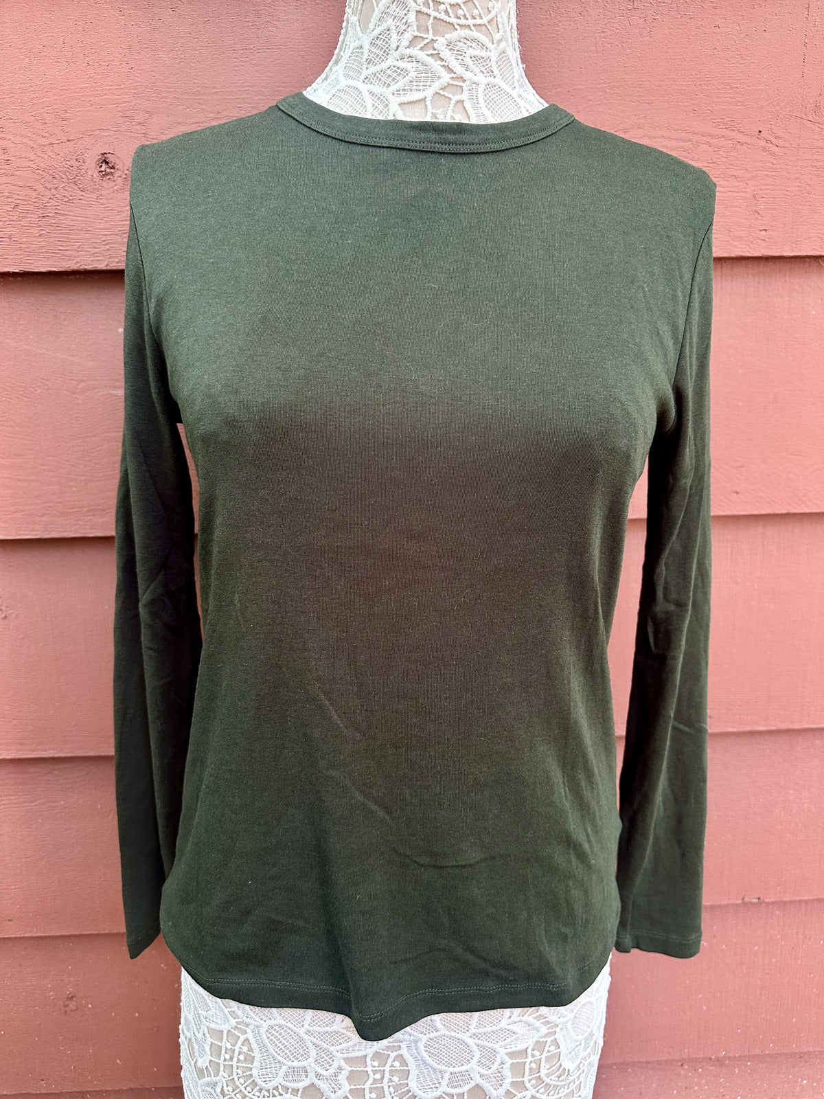 a new day Dark Green Long Sleeve Shirt Casual Minimalist Everyday Wear