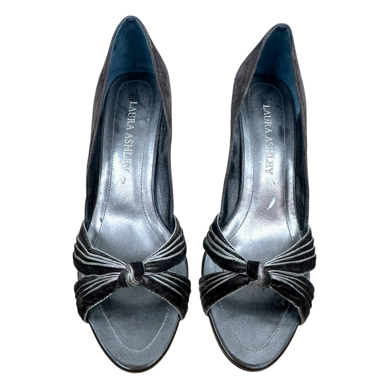 Vintage Laura Ashley Chocolate Brown Suede & Velvet Knot Pump Heels