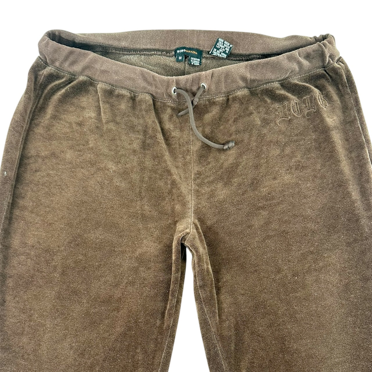 BCBGMAXAZRIA Chocolate Brown Velour Wide Leg Track Pants