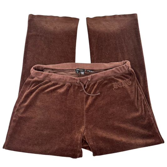 BCBGMAXAZRIA Chocolate Brown Velour Wide Leg Track Pants