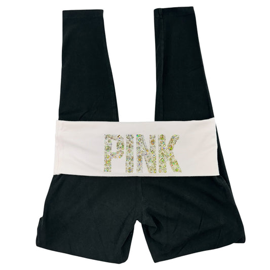 Rare Vintage Y2K VS PINK Foldover Leggings Baby Pink & White Rhinestone Bling