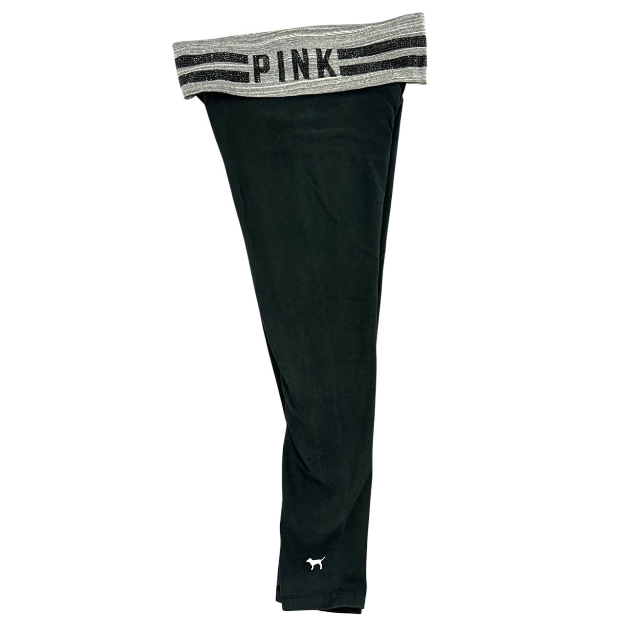 Rare Vintage Y2K VS PINK Foldover Grey & Black Rhinestone Bling Leggings