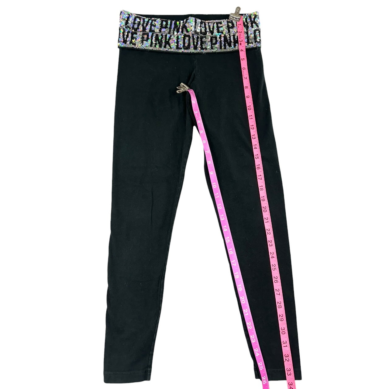 Rare Y2K Bling Victoria's Secret PINK Sequin Foldover Leggings