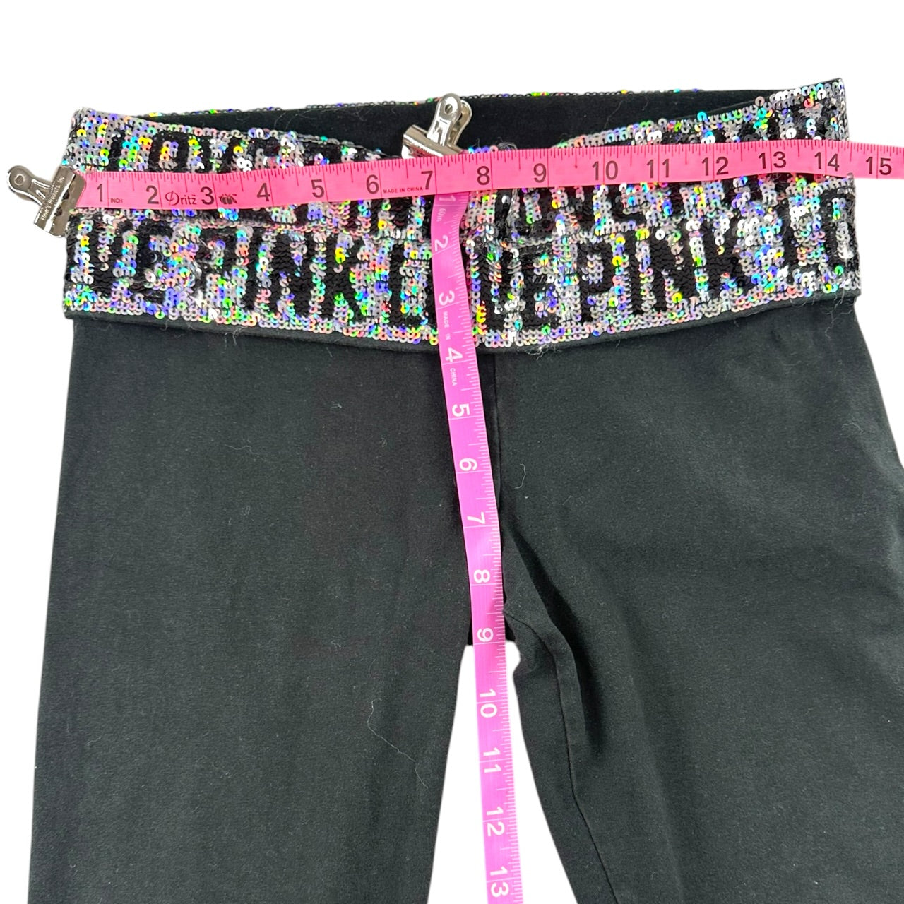 Rare Y2K Bling Victoria's Secret PINK Sequin Foldover Leggings