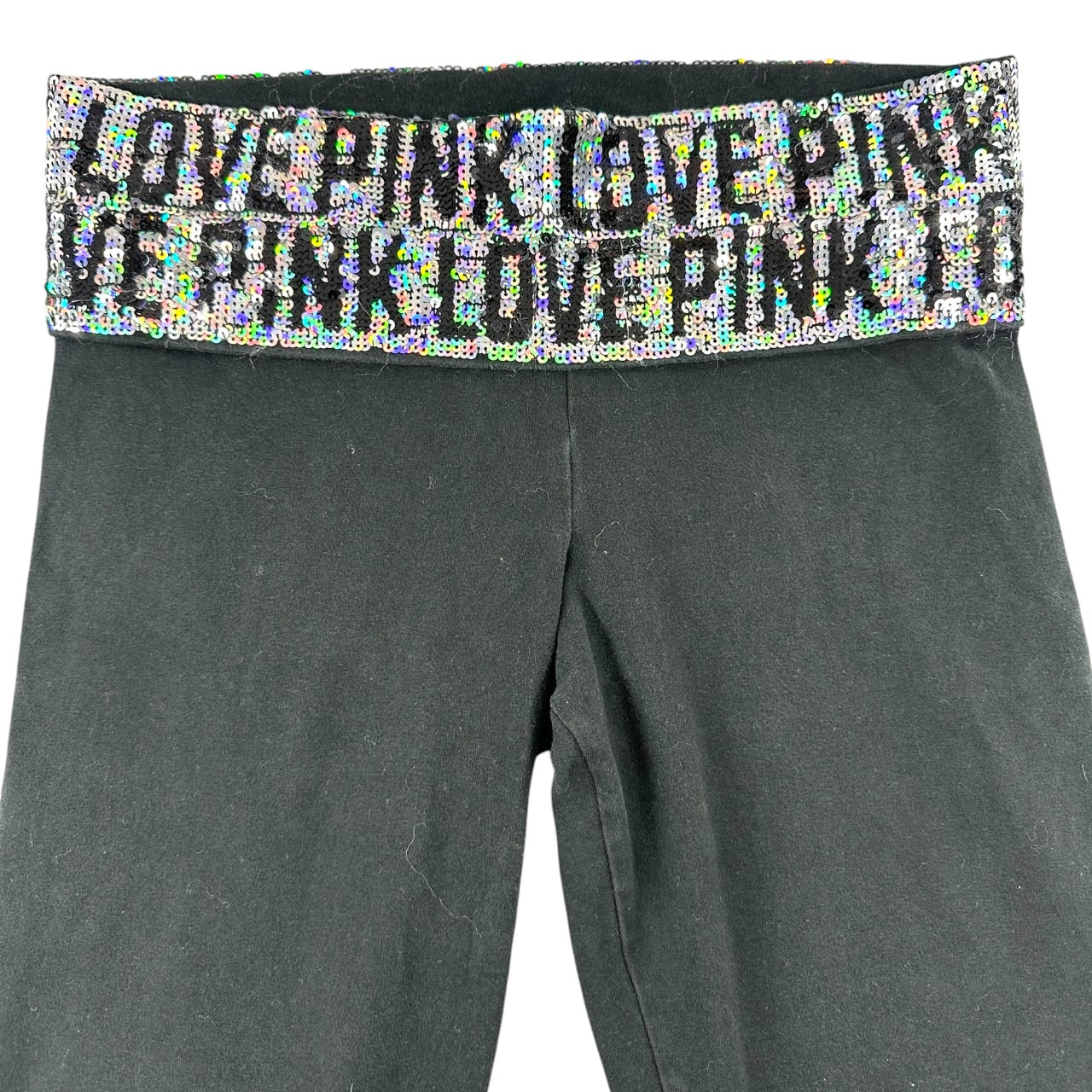 Rare Y2K Bling Victoria's Secret PINK Sequin Foldover Leggings