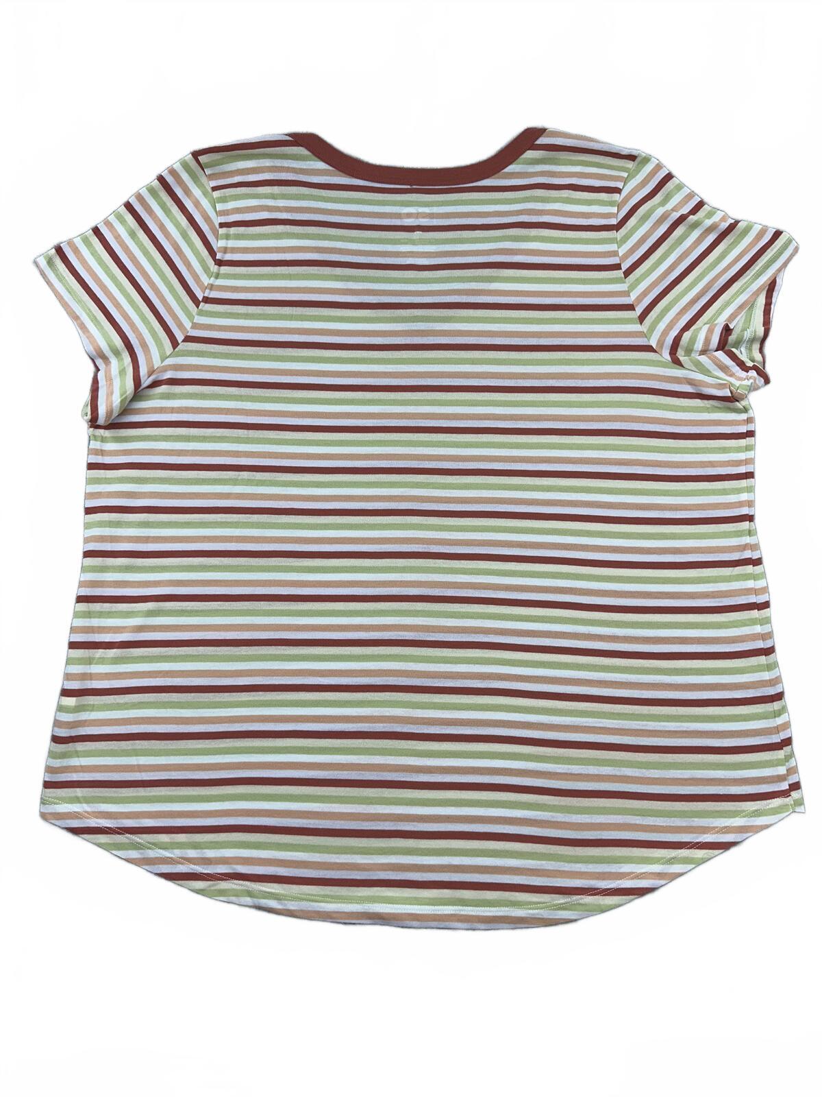 SO Striped V Neck Tee Casual Vintage Inspired Soft Cotton Blend Shirt