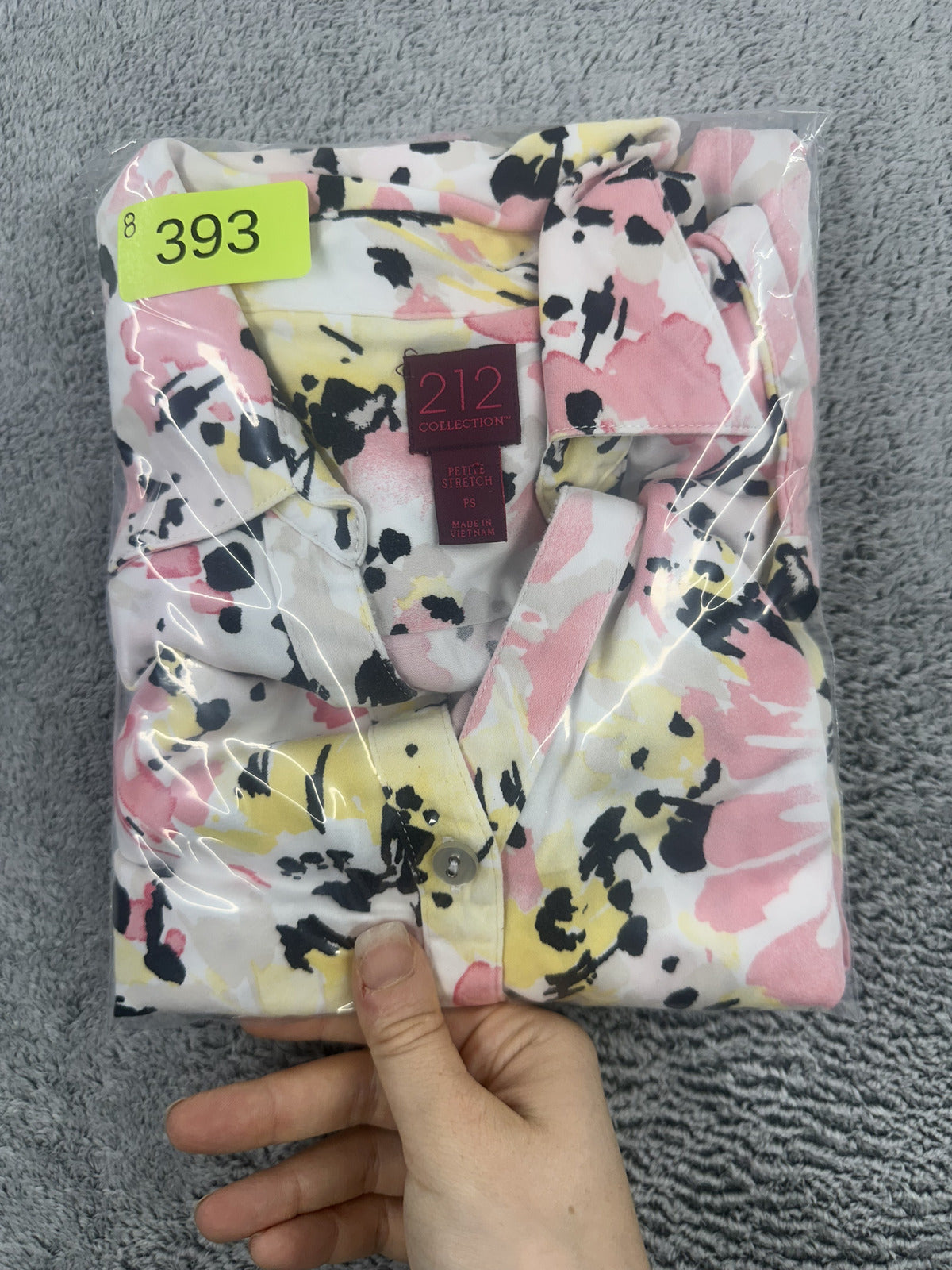 212 Collection Floral Button Up Shirt White Pink Pastel Feminine