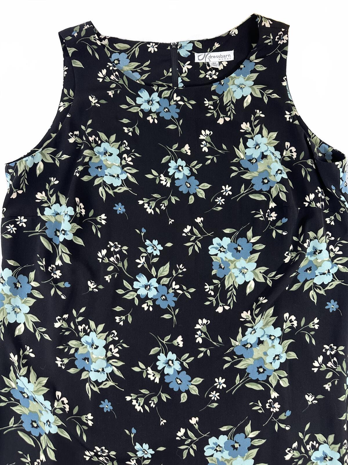 Dressbarn Vintage Inspired Sleeveless Black Floral Midi Dress