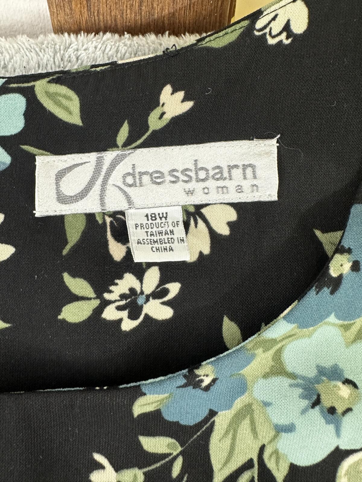 Dressbarn Vintage Inspired Sleeveless Black Floral Midi Dress
