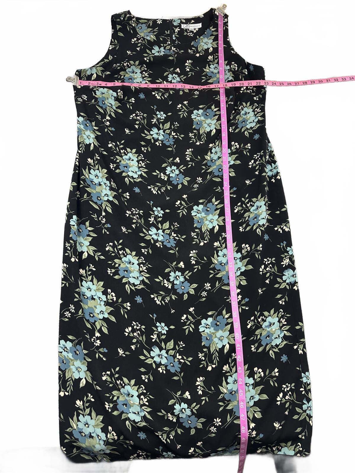 Dressbarn Vintage Inspired Sleeveless Black Floral Midi Dress