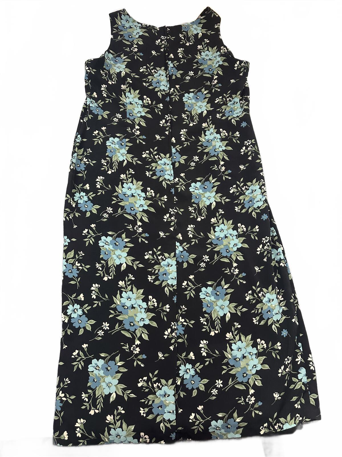 Dressbarn Vintage Inspired Sleeveless Black Floral Midi Dress