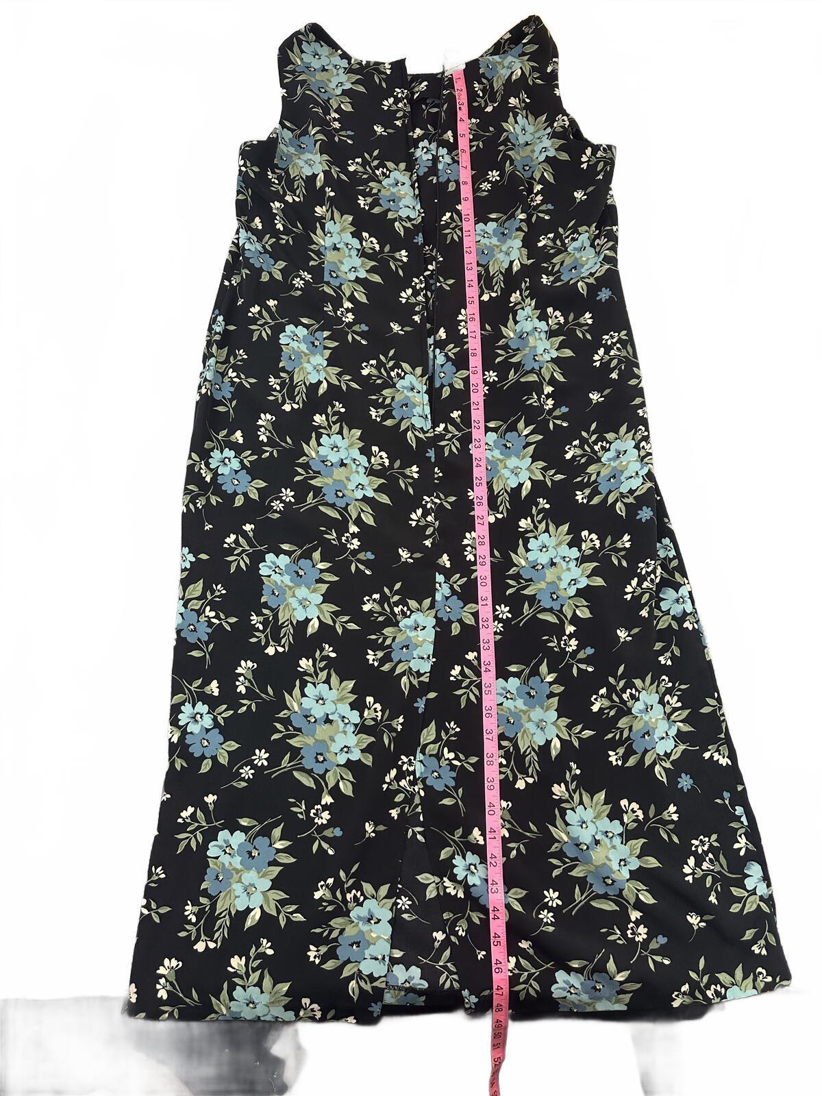 Dressbarn Vintage Inspired Sleeveless Black Floral Midi Dress