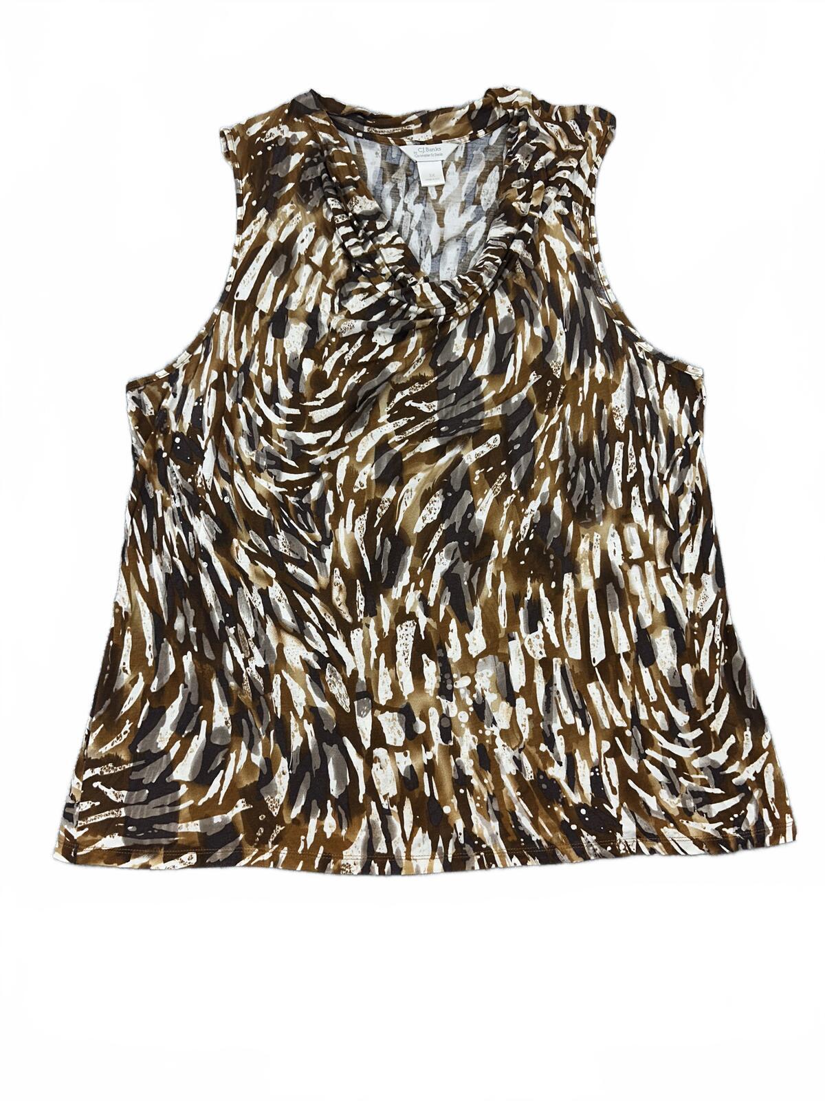 Christopher & Banks Sleeveless Animal Print Top